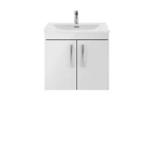 Nuie Athena 600 Wall Hung 2-door Vanity & Curved Basin - Gloss Grey Mist