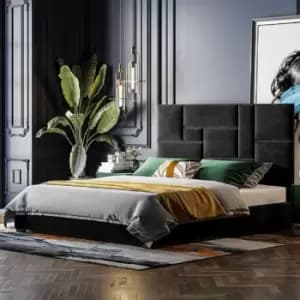Conmo Bed Double Plush Velvet Black