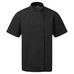 Premier Unisex Adult Coolchecker Short-Sleeved Chef Jacket (L) (Black)