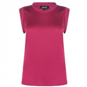 DKNY Flutter Cap Sleeve Shirt - GERANIUM