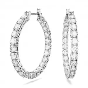Matrix Rhodium Plated White Hoop Earrings 5647715