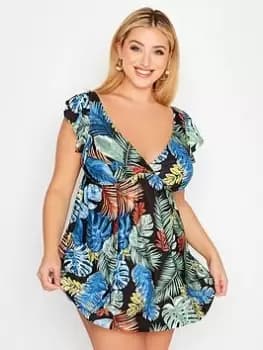 Yours Cool Summer Angel Sleeve Swimdress - Black, Size 16, Women