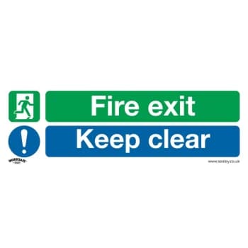 Safety Sign - Fire Exit Keep Clear (Lg) - Plast - Pack of 10