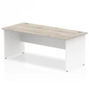 Impulse Panel End 1800 Rectangle Desk Grey Oak Top White Panels