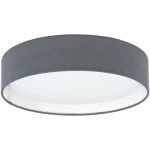 Loops - Flush Ceiling Light Colour White Steel Shade Grey & Plastic Bulb LED 11W