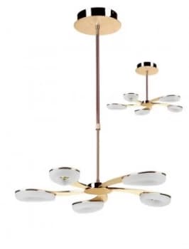 Telescopic 5 Light 30W LED 3000K, 2700lm, Satin Gold, Frosted Acrylic, Gold