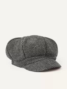 Accessorize Herringbone Bakerboy, Black, Women