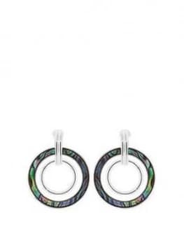 Mood Silver Plated Abalone Circle Drop Earrings