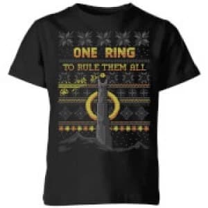 Lord Of The Rings One Ring Kids Christmas T-Shirt - Black - 11-12 Years