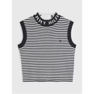 Tommy Hilfiger Branded Rib Slvss Top - Blue