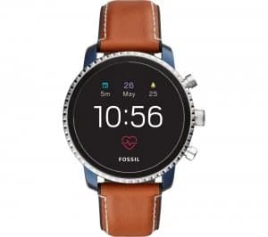Fossil Q Explorist HR FTW4016 - Leather Strap, Blue & Silver
