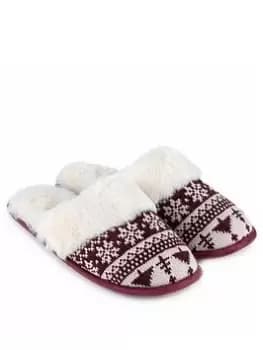 TOTES Family Collection Fair Isle Mule Slipper - Multi, Size 3-4, Women