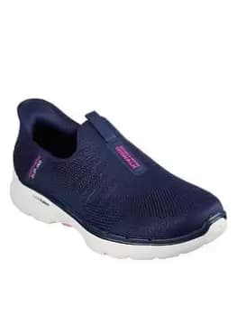 Skechers Go Walk 6 Fabulous View Plimsoll, Navy, Size 3, Women