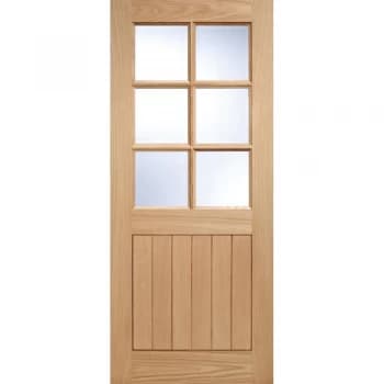 LPD External Oak COTTAGE 6 Light Clear Double Glazed Front Door D&G - 762mm x 1981mm
