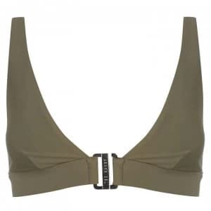 Ted Baker Ted Womens Clip Front Triangle Bikini Top - Khaki