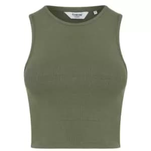 Firetrap Heavy Ribbed Crop Racer Tank - Green