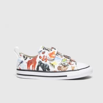 Converse Ctas Ox 2v Science Class Animal Print Infant Trainer, White/Black, Size 4