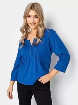 M&Co Petite Petite Henley Cobalt, Blue, Size 10, Women