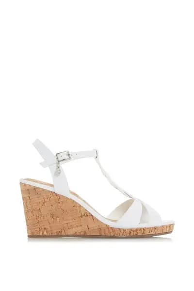 Dune London 'Koala' Leather Wedges White