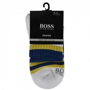 Hugo Boss Ribbed Logo Socks White