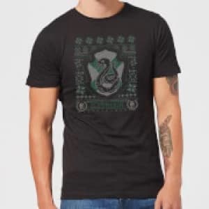 Harry Potter Slytherin Crest Mens Christmas T-Shirt - Black