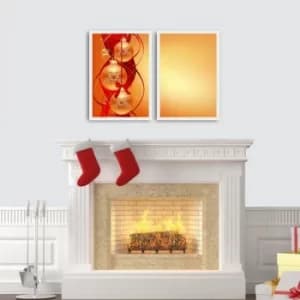 2PBCTNOEL-02 Multicolor Decorative Framed MDF Painting (2 Pieces)