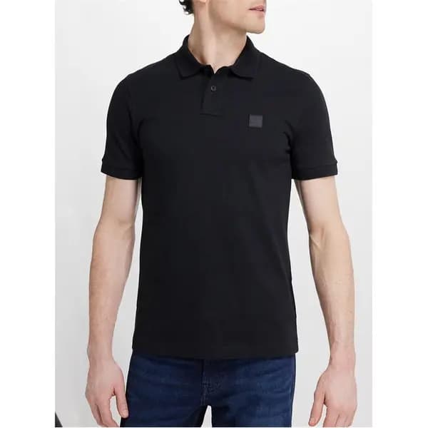 Boss Passenger logo-patch cotton-blend piqu polo top - Black M