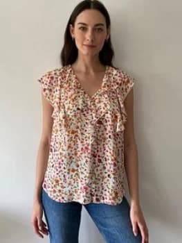 Wallis Ditsy Shell Top - Cream, Size 10, Women