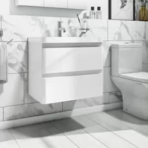 600mm White Wall Hung Vanity Unit with Basin - Pendle
