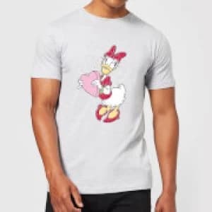 Disney Daisy Duck Love Heart Mens T-Shirt - Grey - 3XL