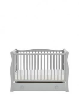 Little Acorns Space Saver Sleigh Cot & Drawer, Grey