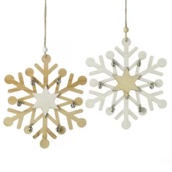 Large Wooden Snowflake Hanging Decorations (Set of 2)