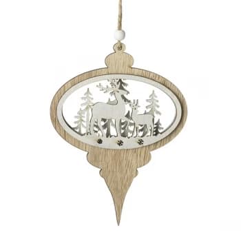 Wooden Bauble Hanger With Deer Scene