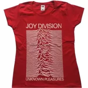 Joy Division - Unknown Pleasures Ladies X-Large T-Shirt - Red