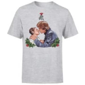 Star Wars Christmas Mistletoe Kiss Grey T-Shirt - L