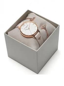 Olivia Burton White Dial Watch & Bangle Gift Set