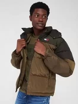 Tommy Jeans Alaska Colourblock Padded Jacket - Khaki , Green, Size S, Men