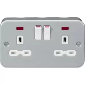 MLA Knightsbridge Metal Clad 13A 2G DP Switched Socket With Neon - MR9000N