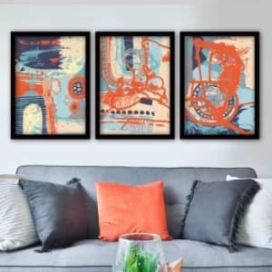 3SC114 Multicolor Decorative Framed Painting (3 Pieces)