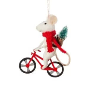 Bicycle Delivery Mouse Felt Decoration
