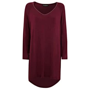 James Lakeland Metallic Trim Jersey Top - Burgundy