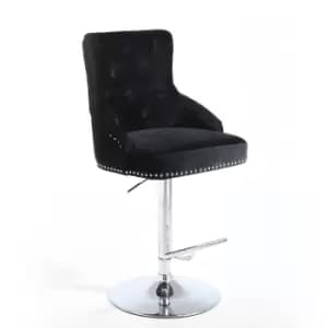 Shankar Black Brushed Velvet Luxury Chaise Bar Stool