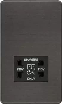 KnightsBridge Screwless 115V/230V Dual Voltage Shaver Socket - Smoked Bronze