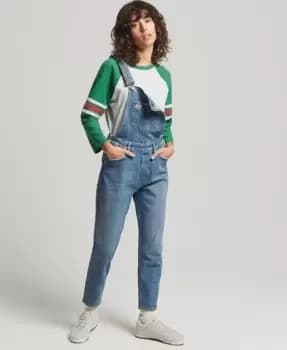 Superdry Womens Slim Taper Dungarees Light Blue / Florence Light Vintage - Size: 14