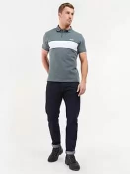 Barbour International Block Stripe Polo Shirt, Dark Slate, Size L, Men