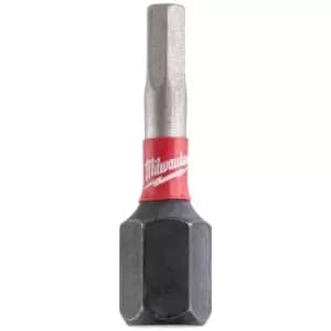 Milwaukee Shockwave Impact Duty Hex Screwdriver Bits Hex 3mm 25mm Pack of 2