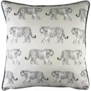 Evans Lichfield Safari Tiger Cushion Cover (One Size) (White/Grey/Black)