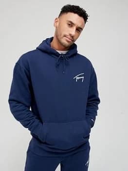Tommy Jeans Signature Overhead Hoodie - Twilight Navy, Twilight Navy Size M Men