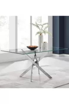 Leonardo Glass And Chrome Metal Modern Dining Table