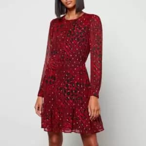 Michael Kors Womens Patchwork Animal Mini Dress - Crimson - M